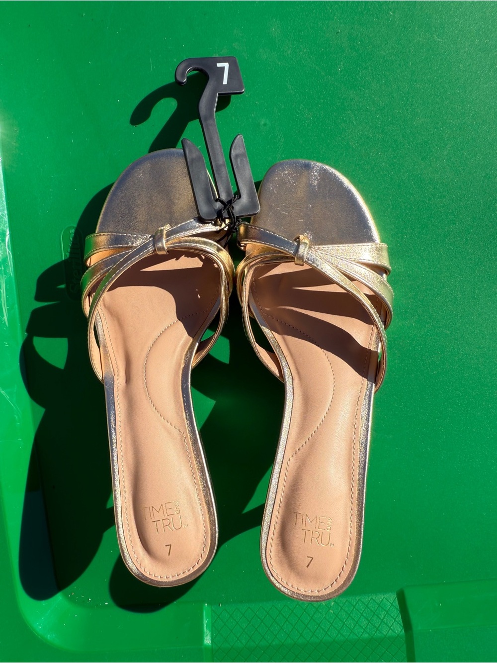 Time and Tru Gold Metallic Slide Sandals - Size 7